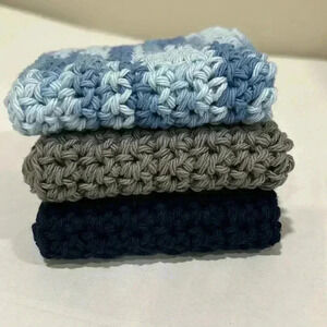 Hand Crocheted Washcloth/Dishcloth - Set of 3